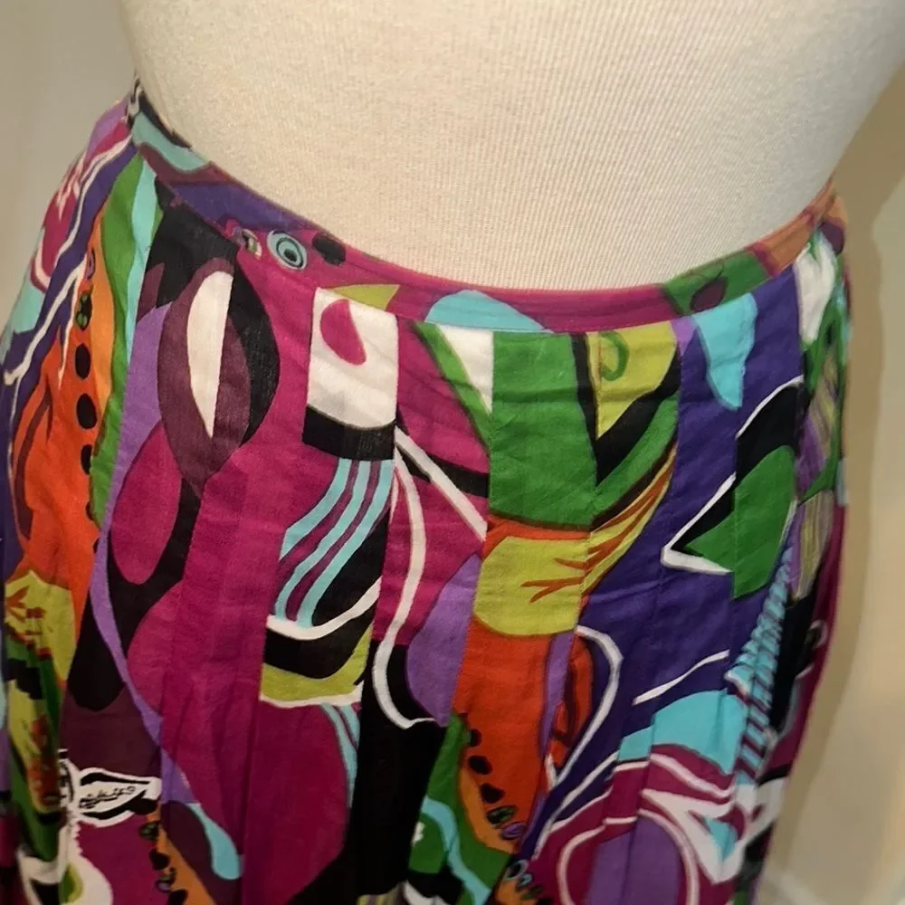 Casual Studio MADE IN INDIA Colorful Abstract Women's Gauze Skirt Size M - Picture 6 of 13